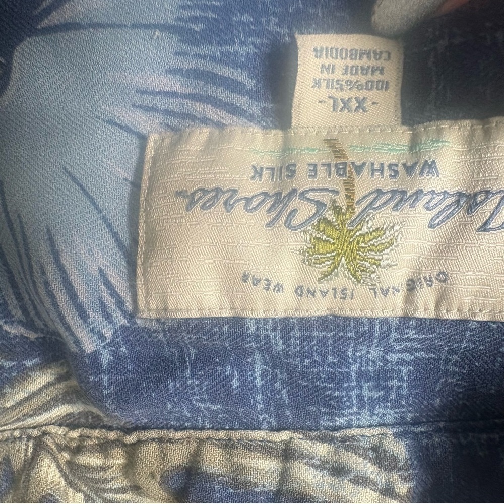 Vintage Y2K Silk Hawaiian Shirt Mens XXL Blue Tropical Aloha Camp Collar - Picture 5 of 8